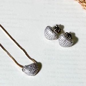 heart set of gemstones gold plated necklace